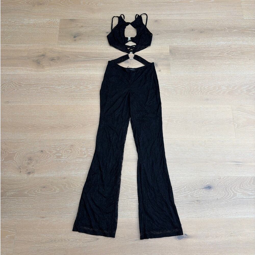 Outcast Jumpsuit Cutouts Lace Oakley Size L Black